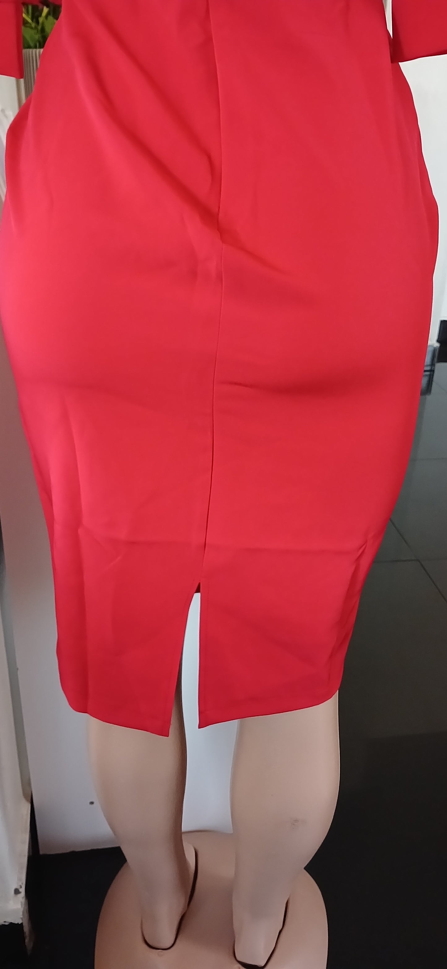 Red Blazer Style Tailored Pencil Dress