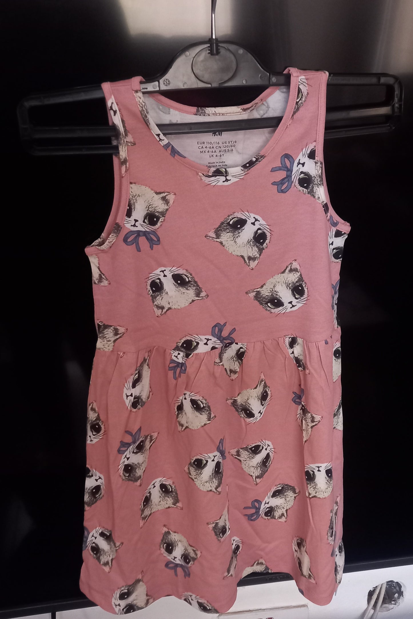 Cat Face Print Kids Sleeveless Dress