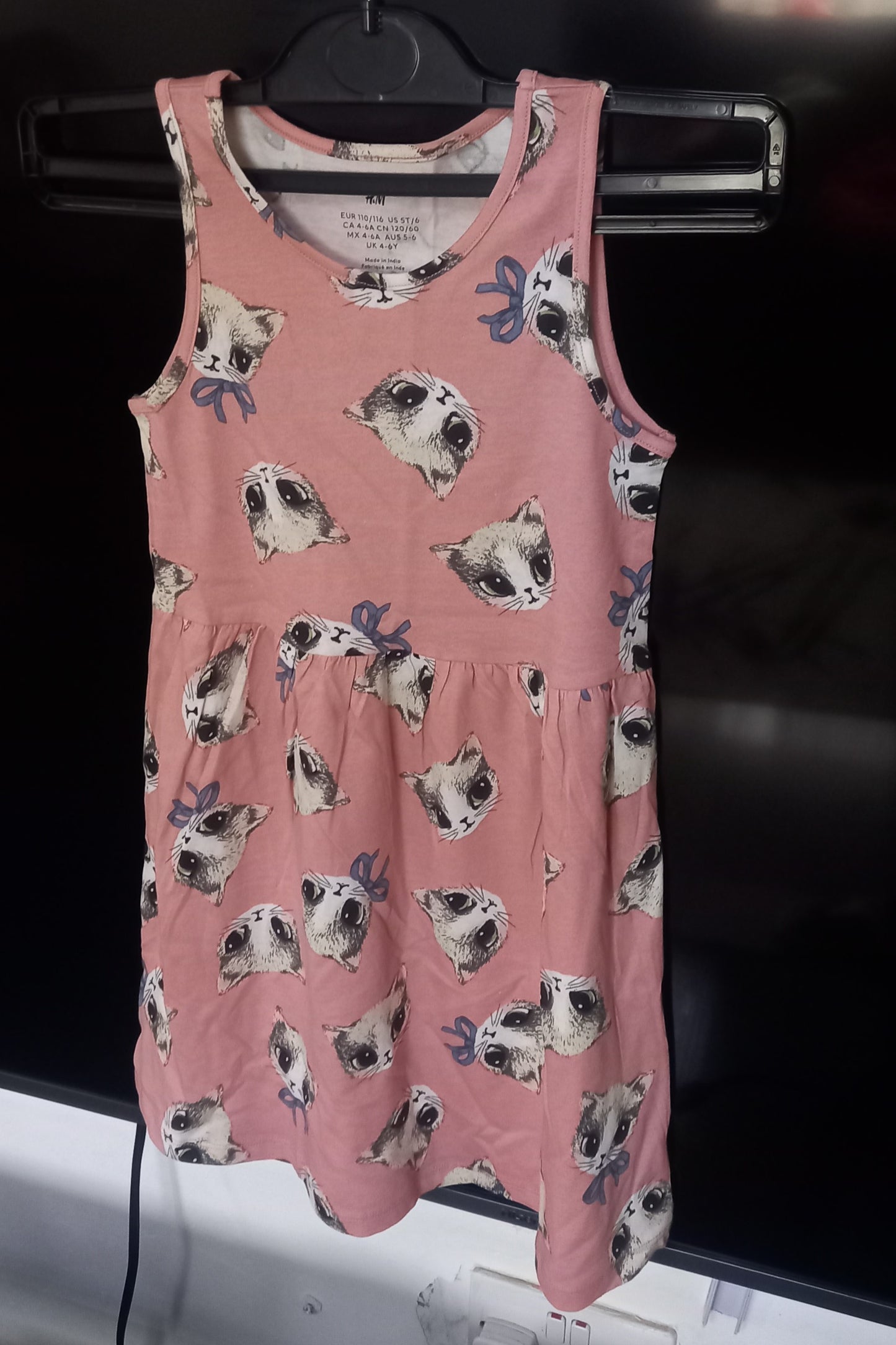 Cat Face Print Kids Sleeveless Dress