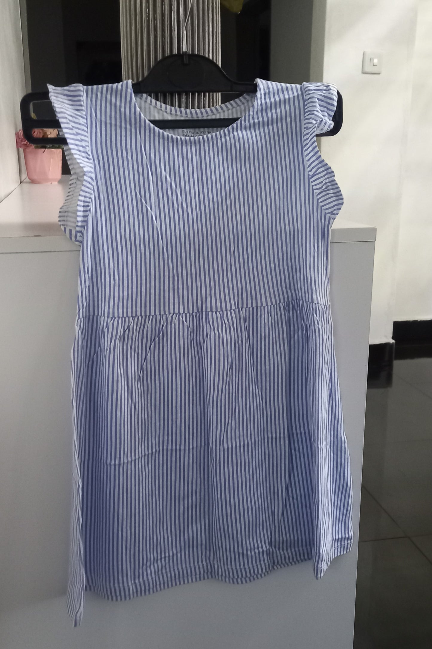 H&M White and Blue Stripes Kids Dress