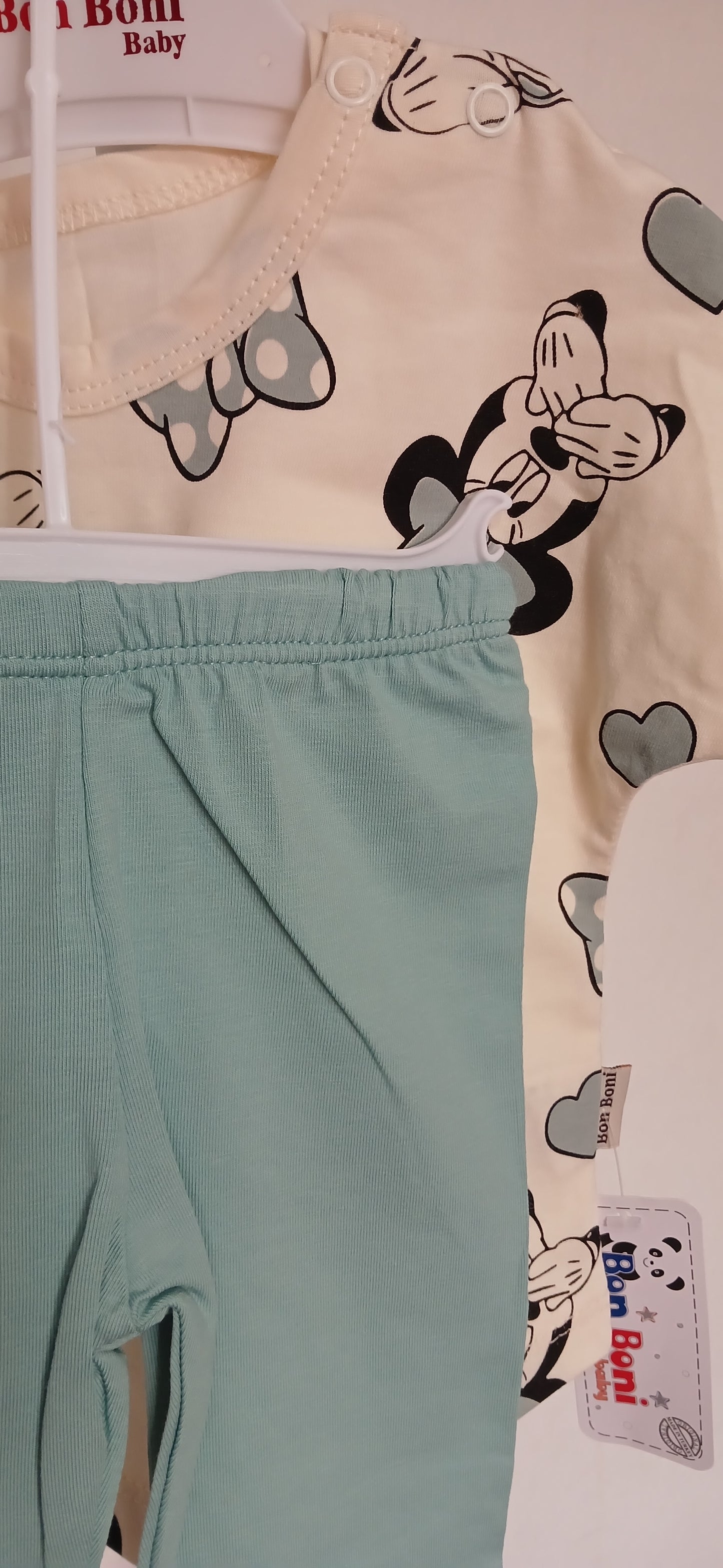 Kids Mini Mouse Print Two-Piece Suit- Green Print Mix