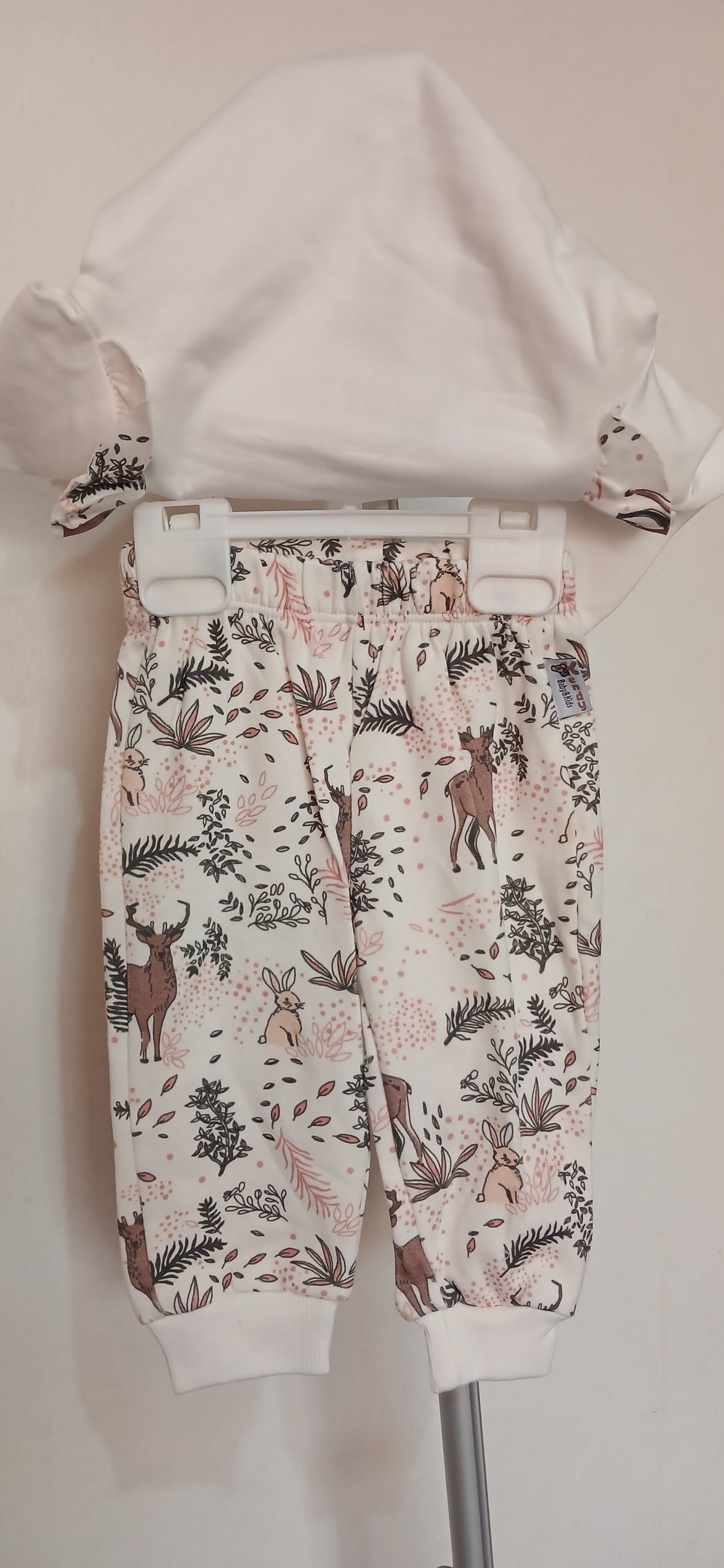 White and Brown Deer Print 2 Piece Suit