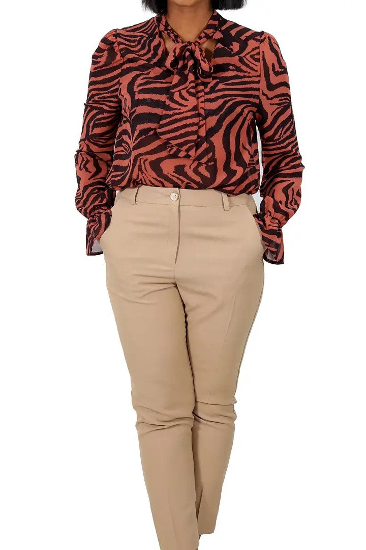 Beige Smart Cigarette Trousers