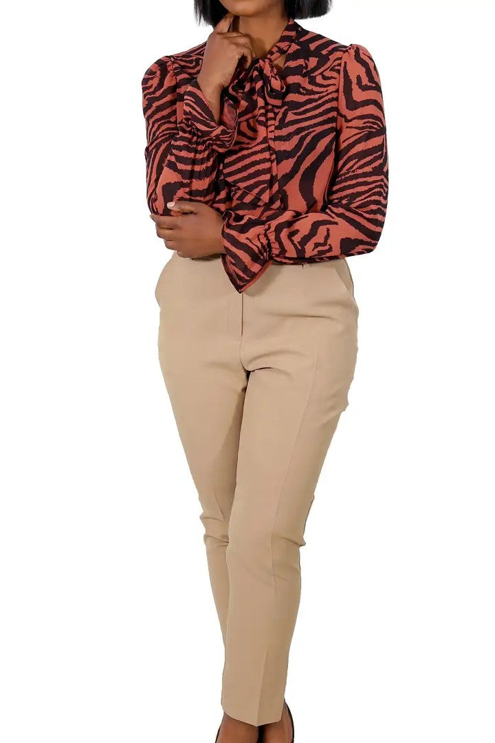 Beige Smart Cigarette Trousers