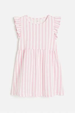 H&M White and Pink Stripes Kids Dress