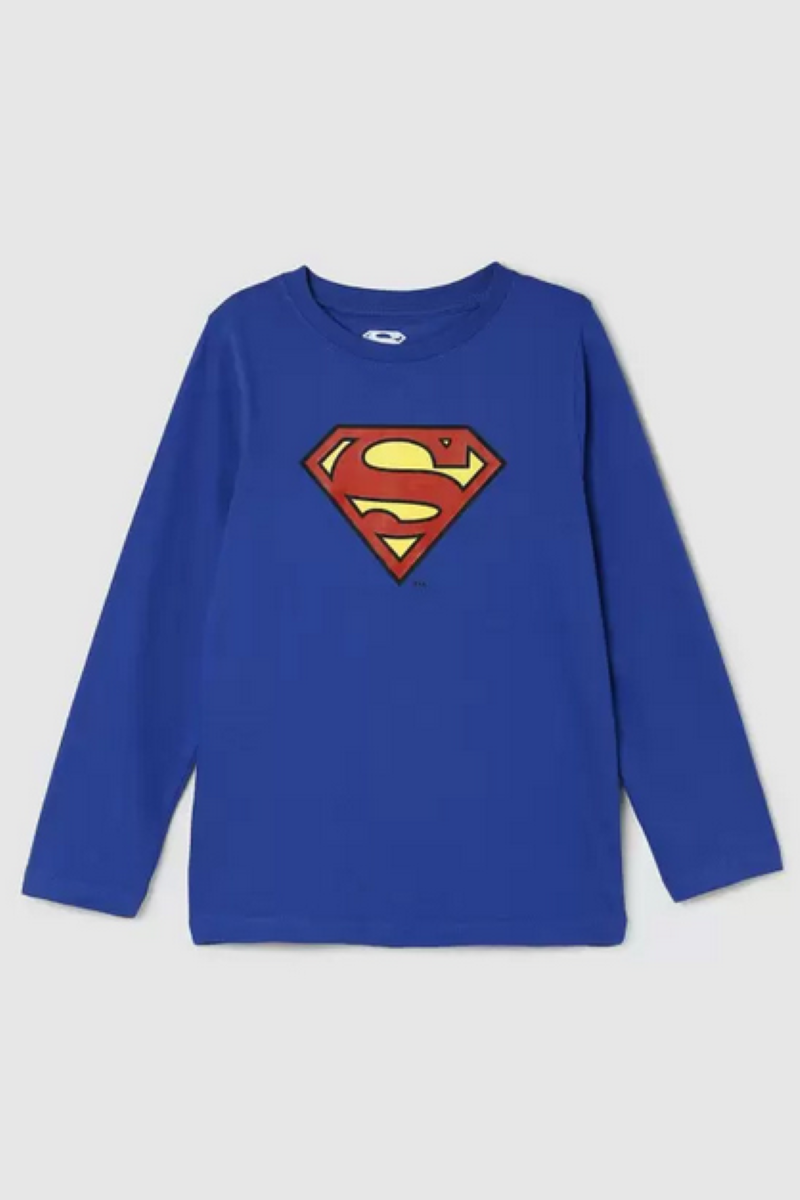 Kids Superman Long Sleeved Pajama Tshirt