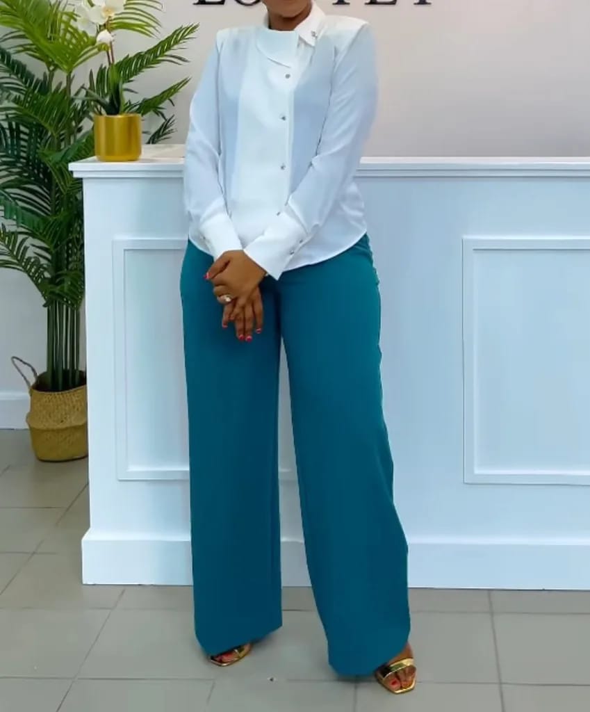 Teal Wide Leg Trousers
