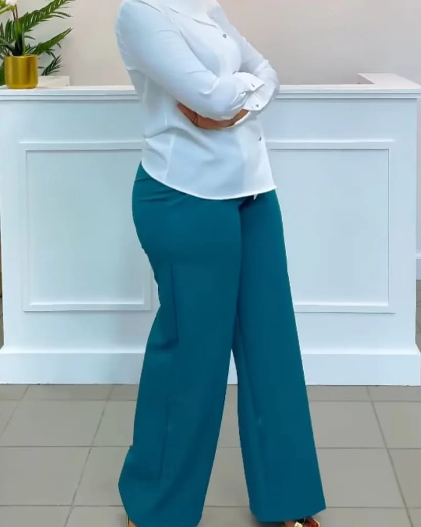 Teal Wide Leg Trousers