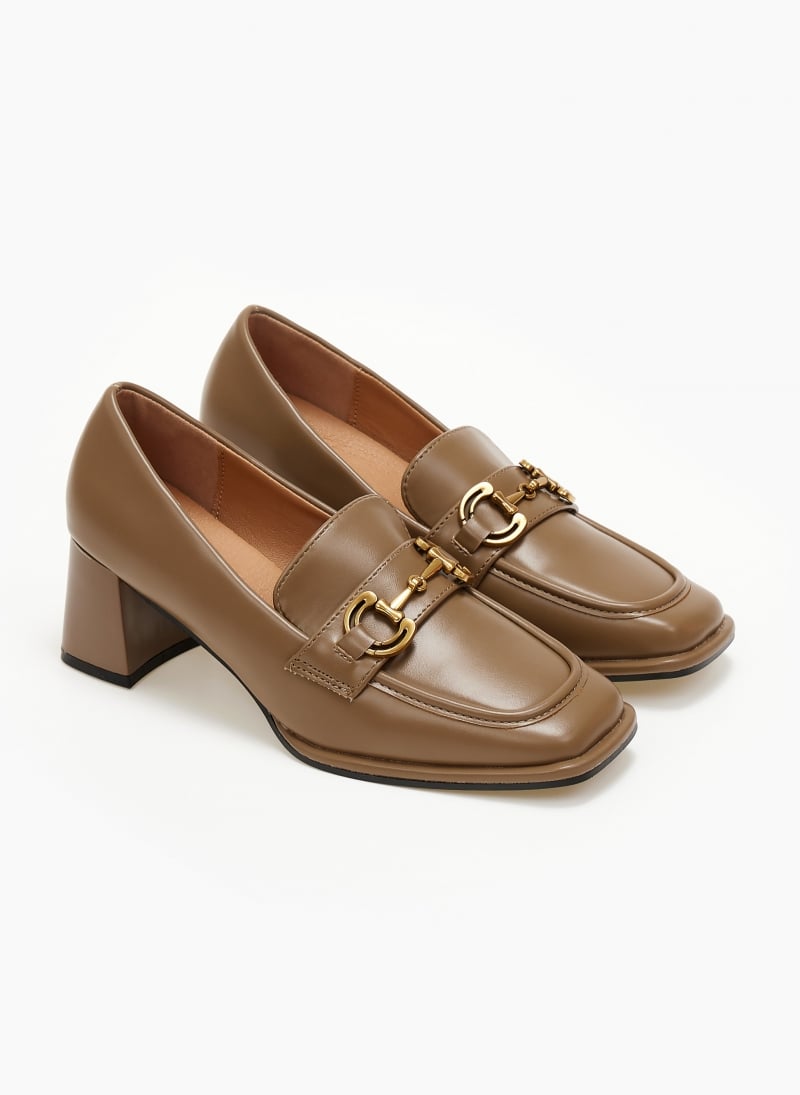 Black Square Toe Mid Heels