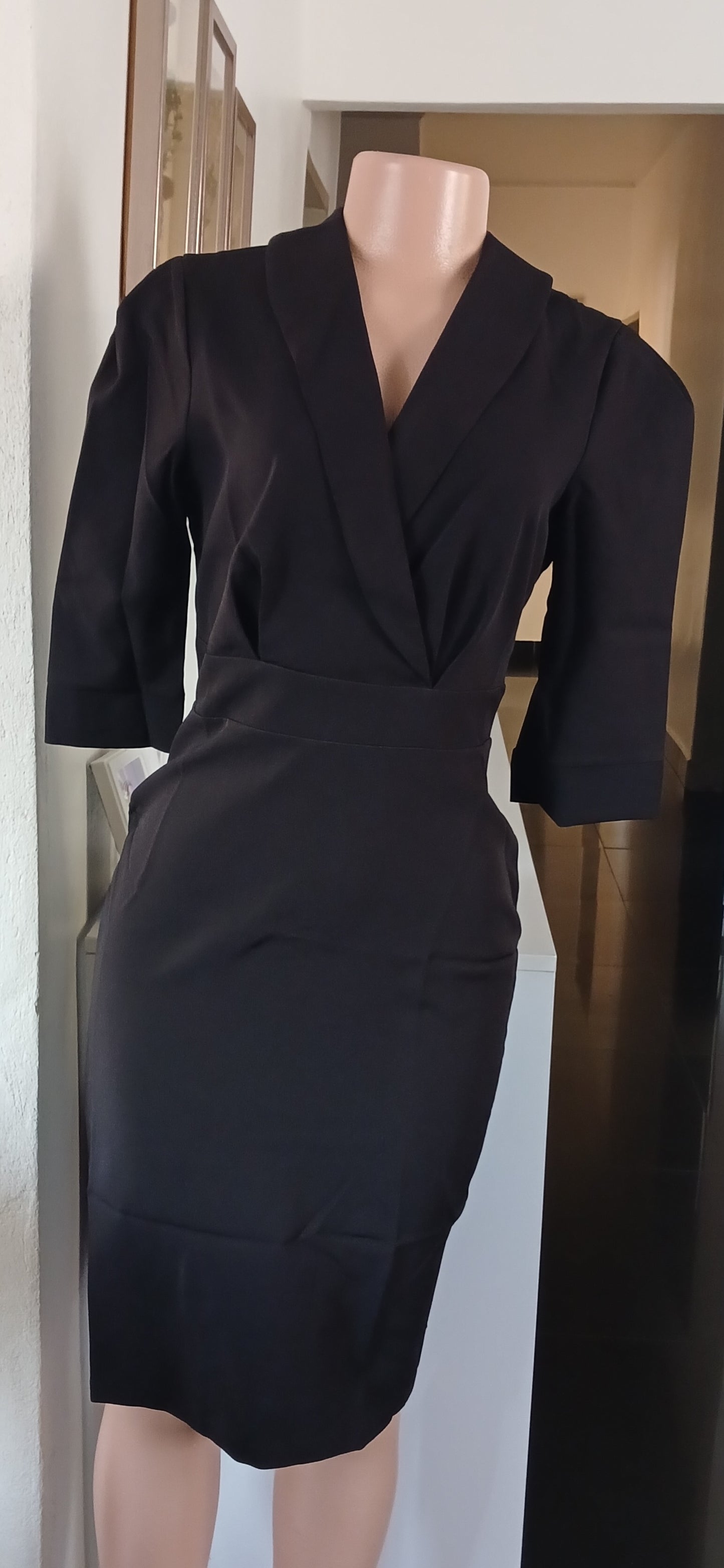 Black Blazer Style Tailored Pencil Dress