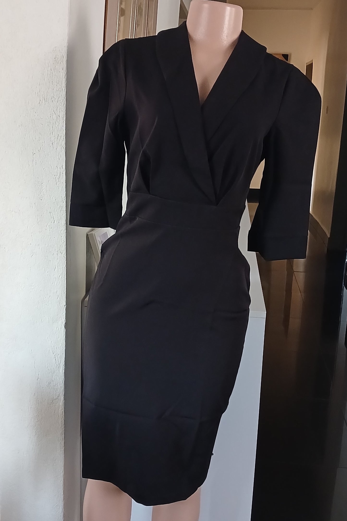 Black Blazer Style Tailored Pencil Dress