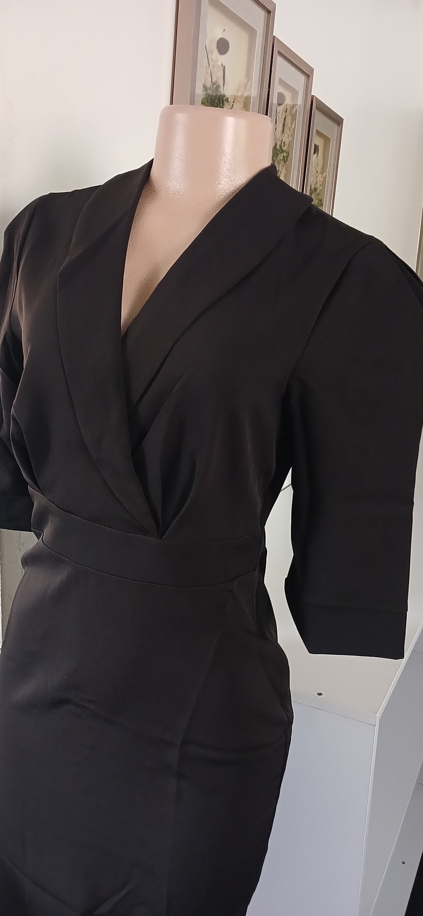 Black Blazer Style Tailored Pencil Dress