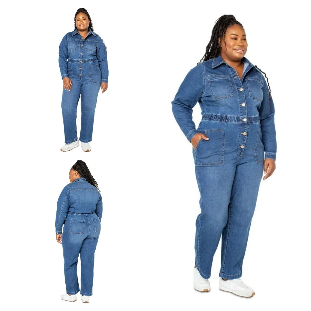 Denim Blue Straight Leg Jumpsuit