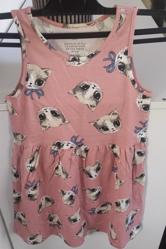 Cat Face Print Kids Sleeveless Dress