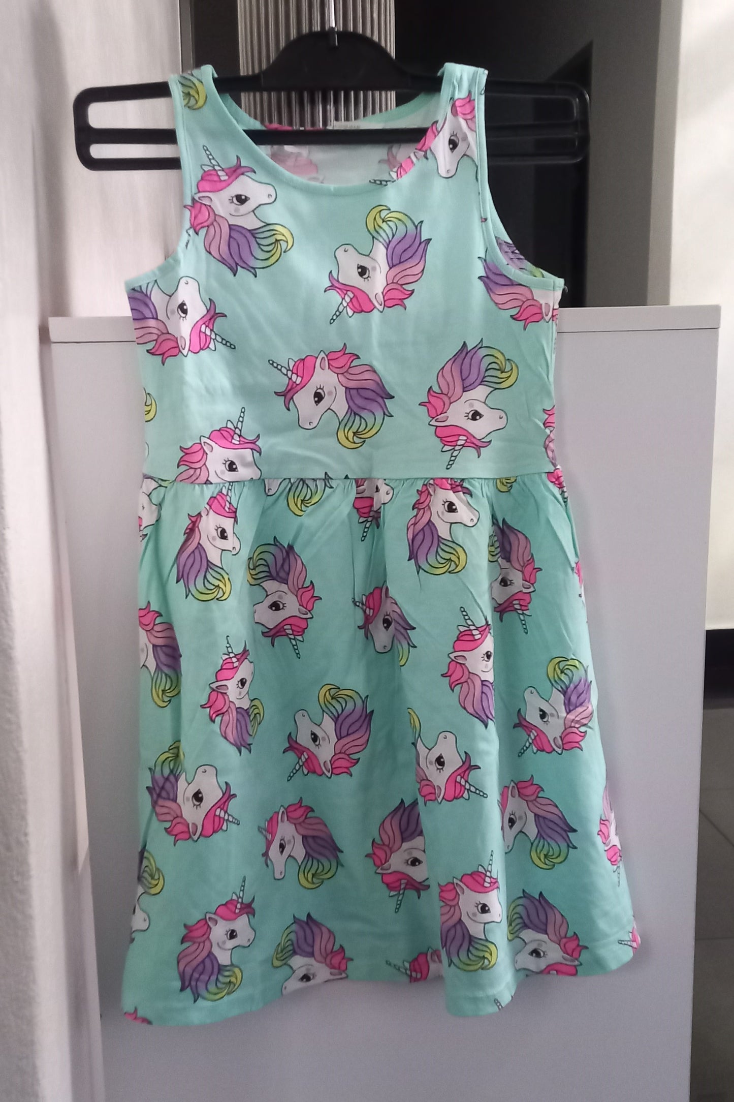 Green H&M Unicorn Print Kids Dress