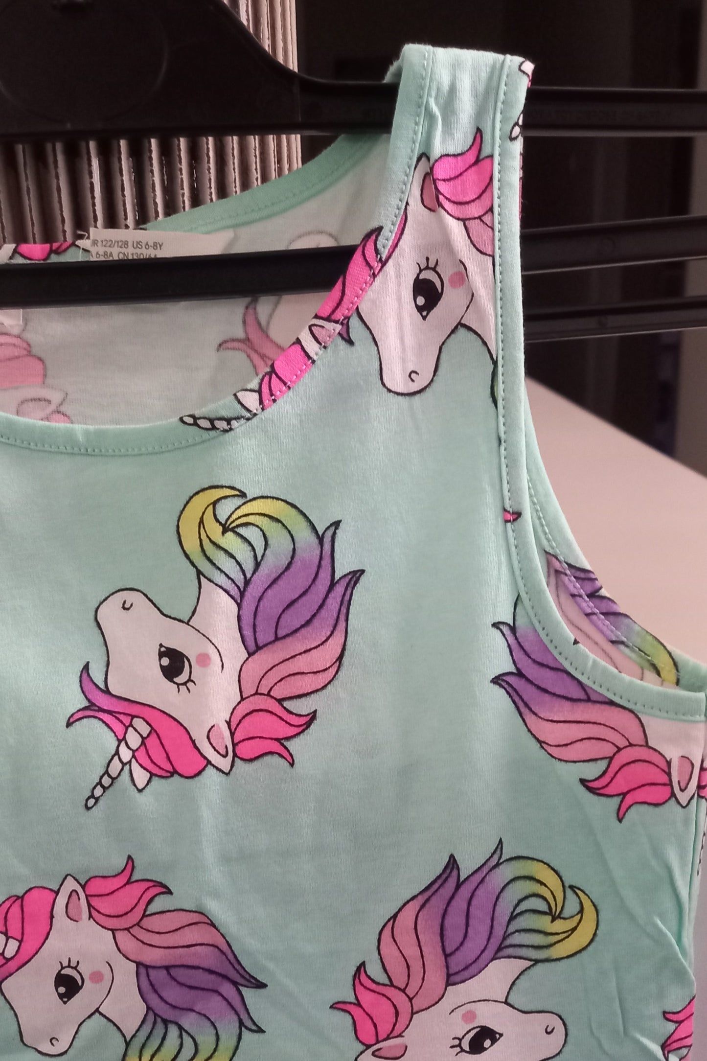 Green H&M Unicorn Print Kids Dress