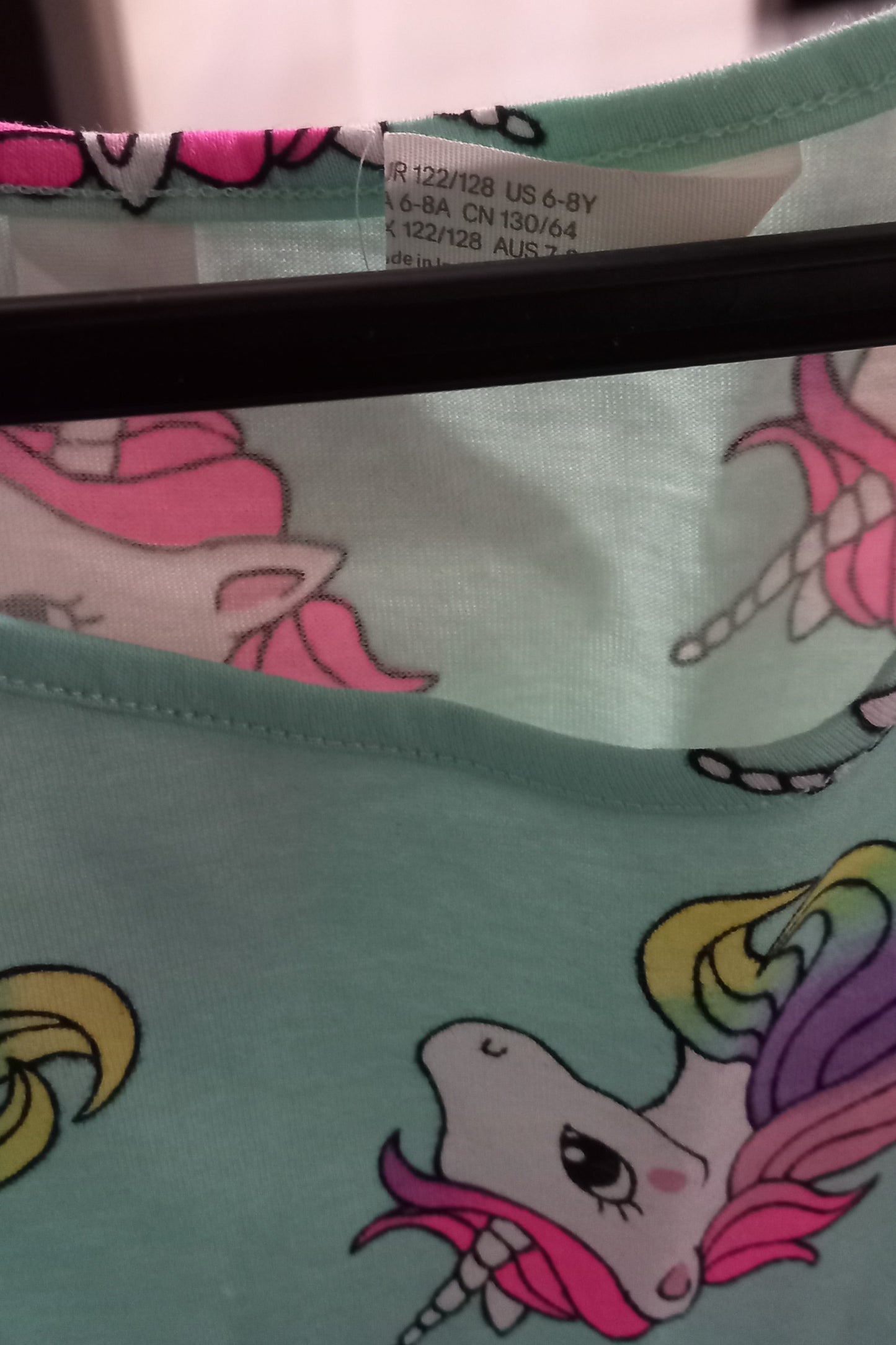 Green H&M Unicorn Print Kids Dress