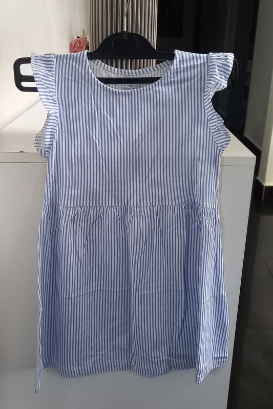 H&M White and Blue Stripes Kids Dress
