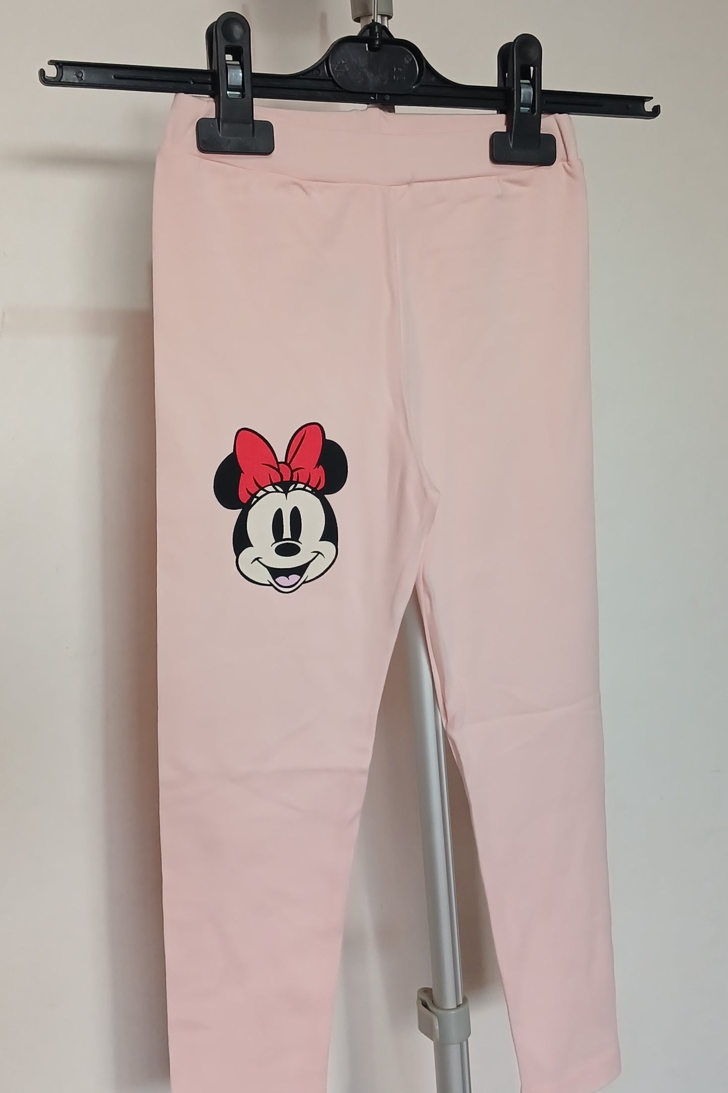 Girls Light Pink Minnie Mouse Print Leggings