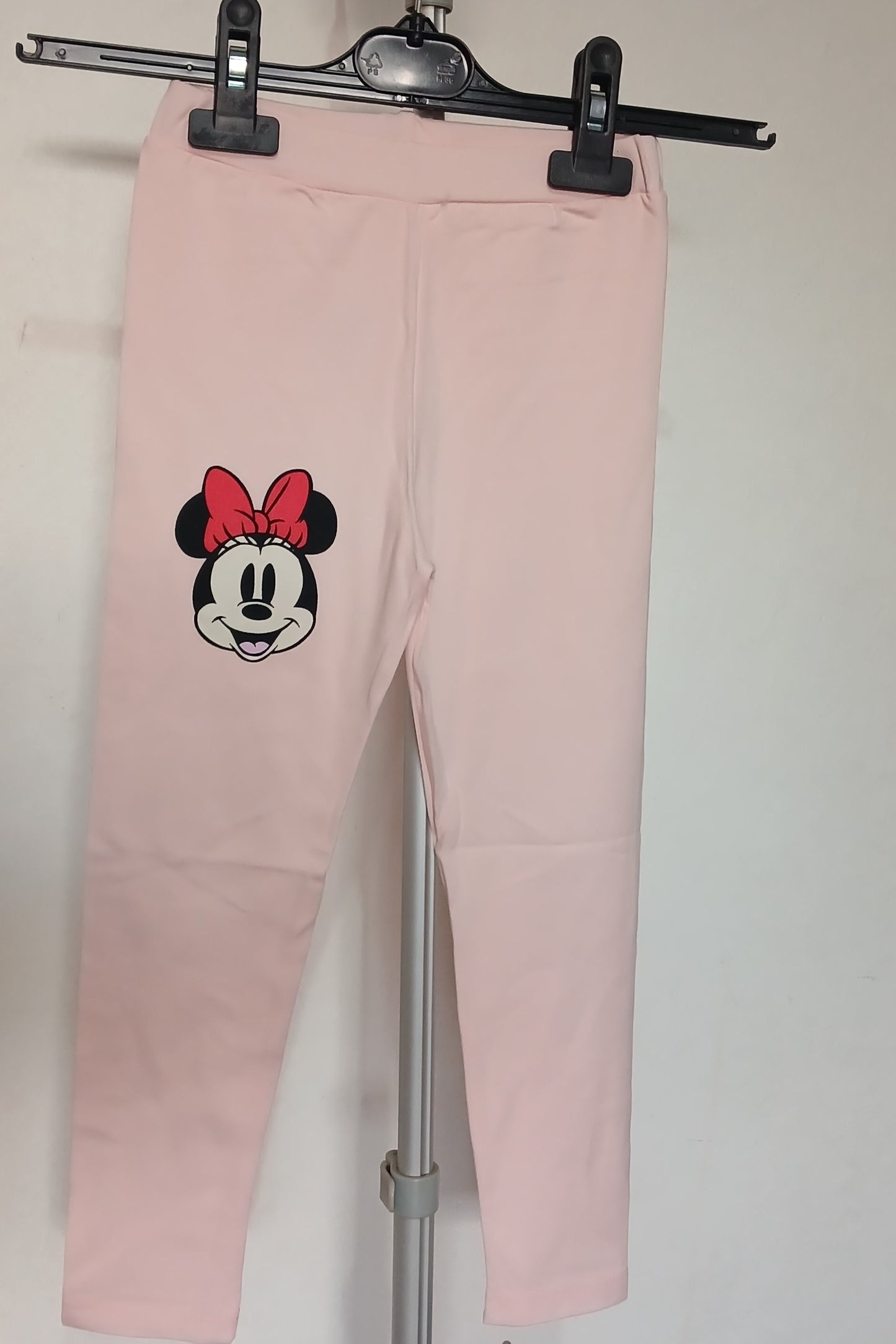 Girls Light Pink Minnie Mouse Print Leggings