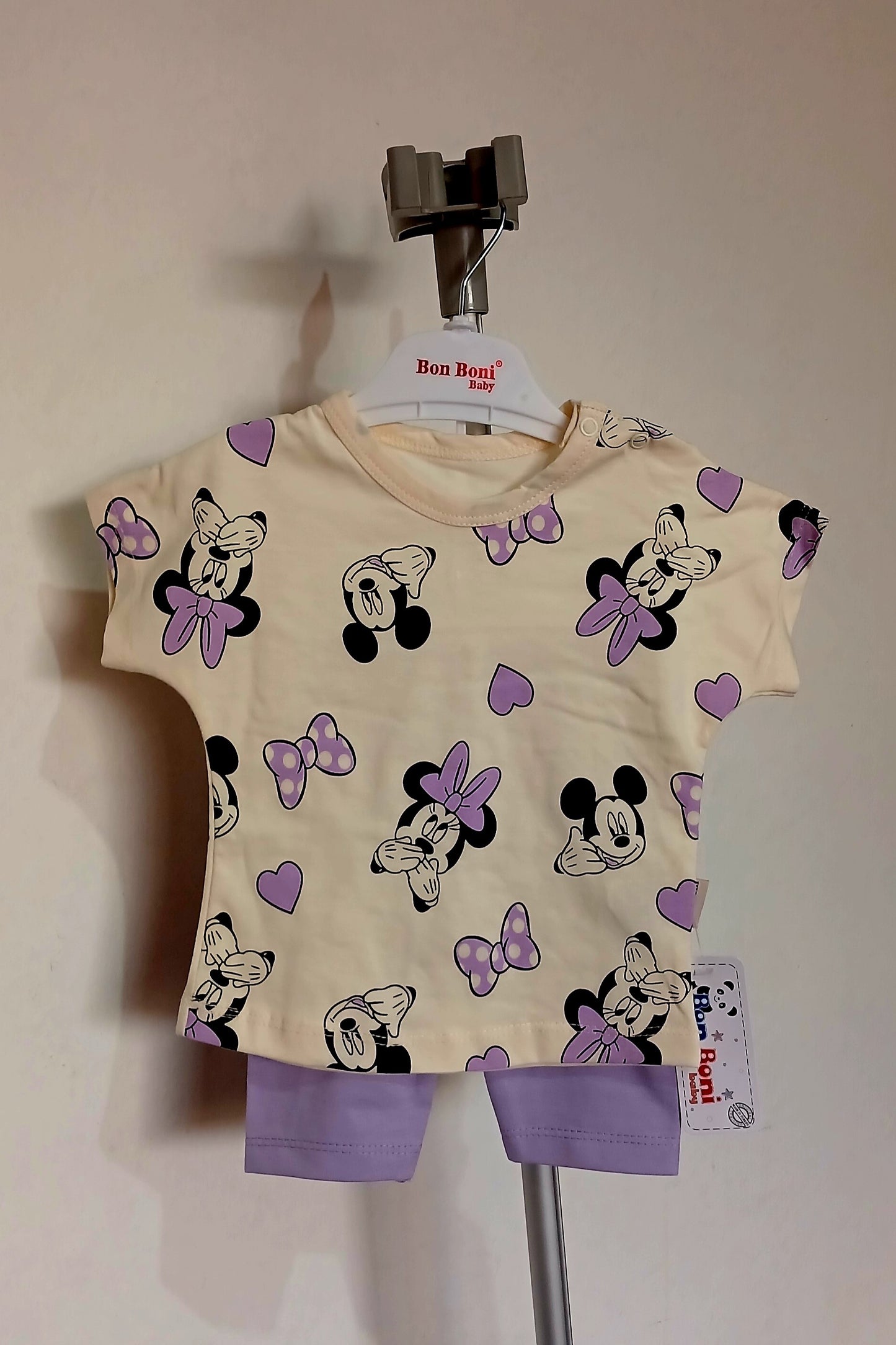 Kids Mini Mouse Print Two-Piece Suit- Purple Print Mix