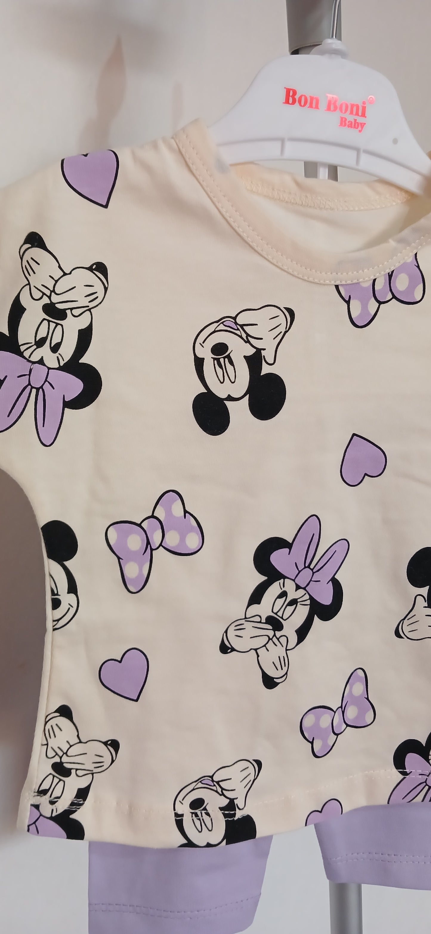 Kids Mini Mouse Print Two-Piece Suit- Purple Print Mix