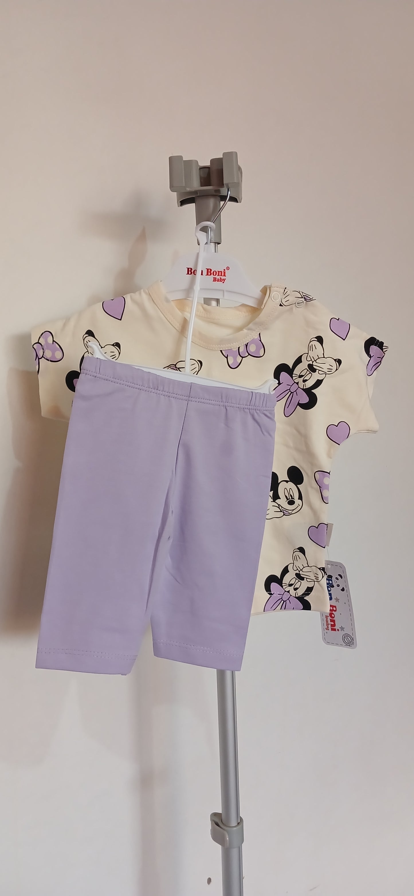 Kids Mini Mouse Print Two-Piece Suit- Purple Print Mix