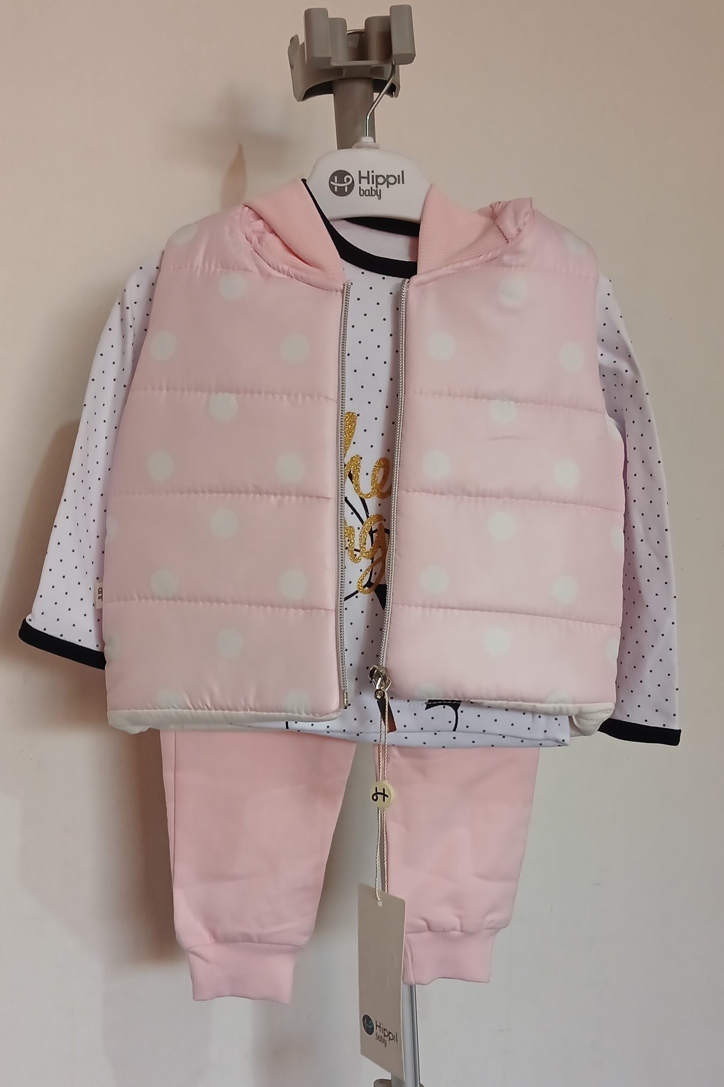 Pink and White Minnie Mouse 3 Piece Suit