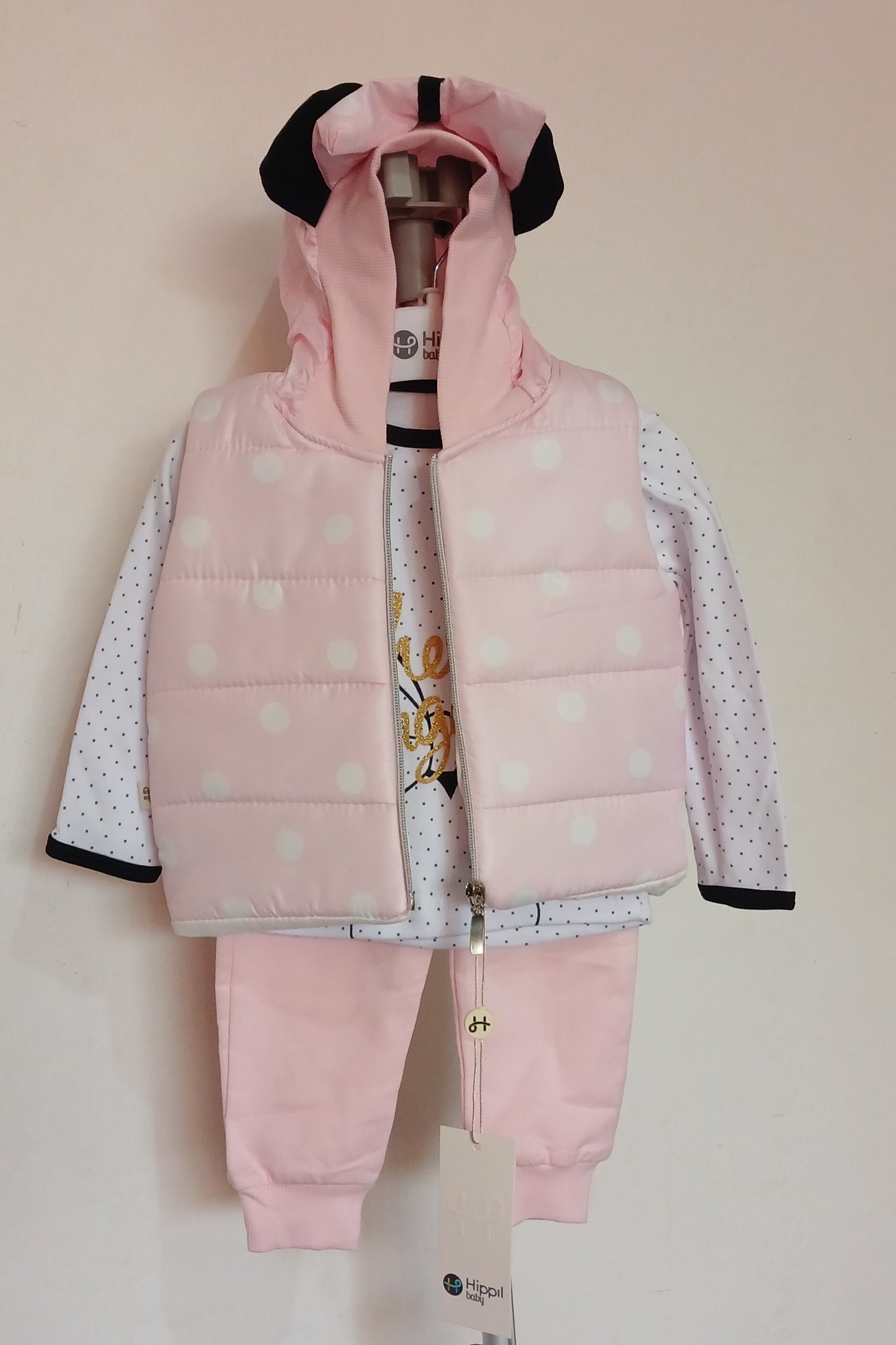 Pink and White Minnie Mouse 3 Piece Suit
