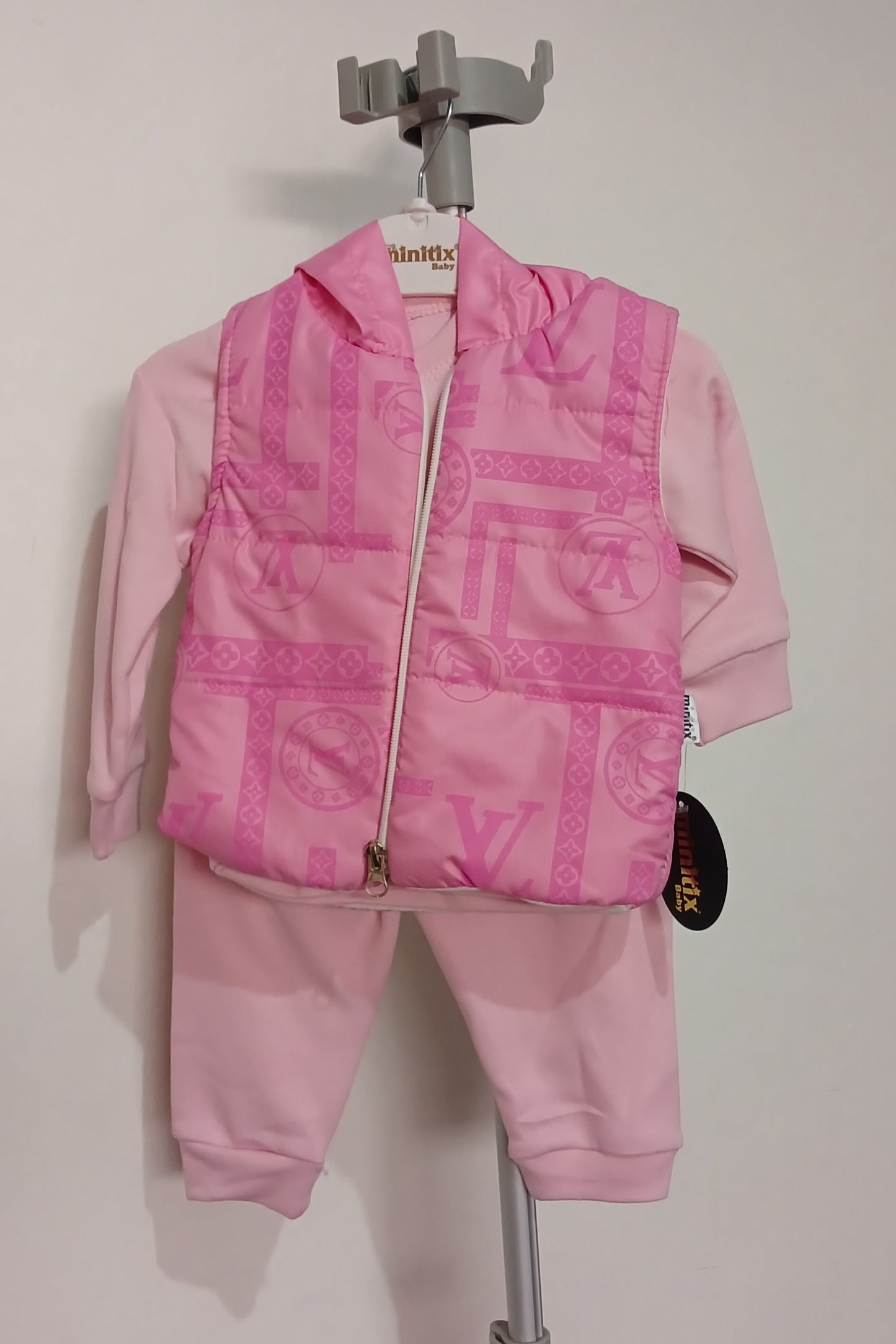 Pink LV Print 3 Piece Suit