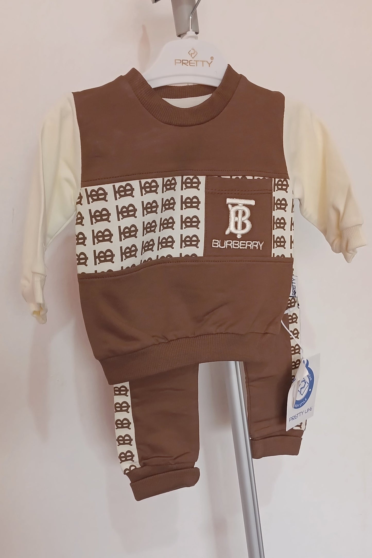 Brown Burberry Print 2 Piece Suit