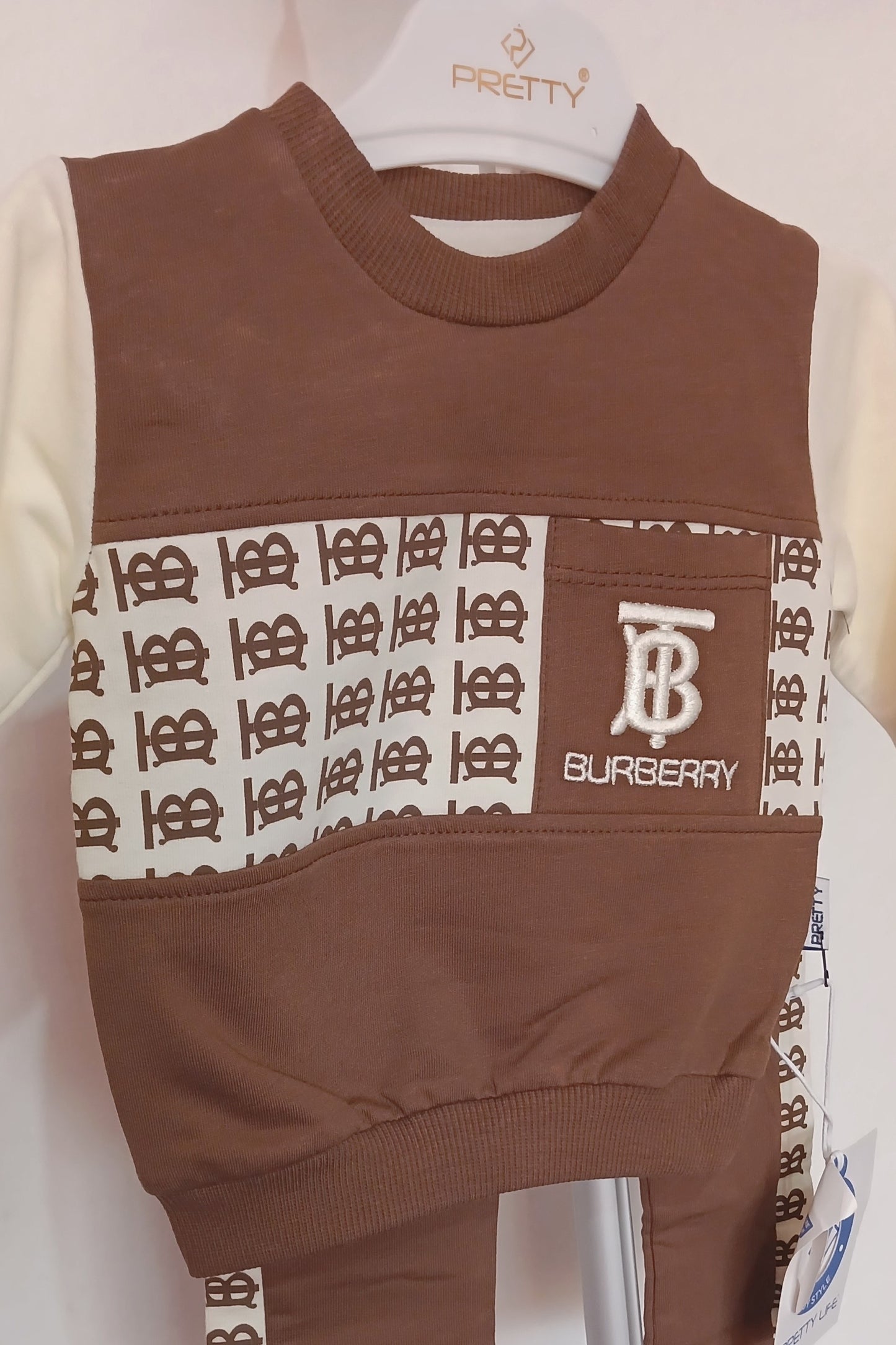 Brown Burberry Print 2 Piece Suit