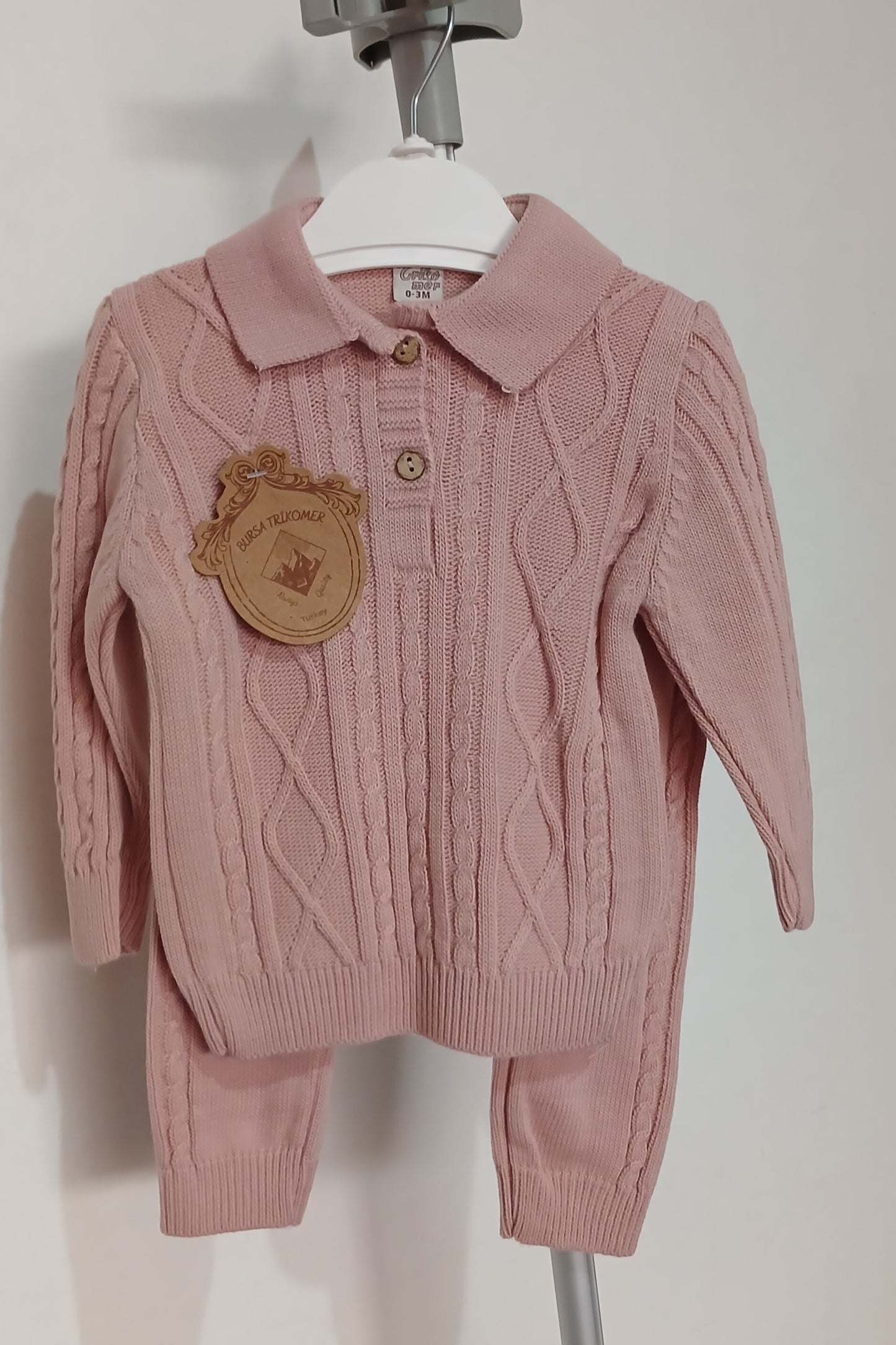 Pink Knitted 2 Piece Suit