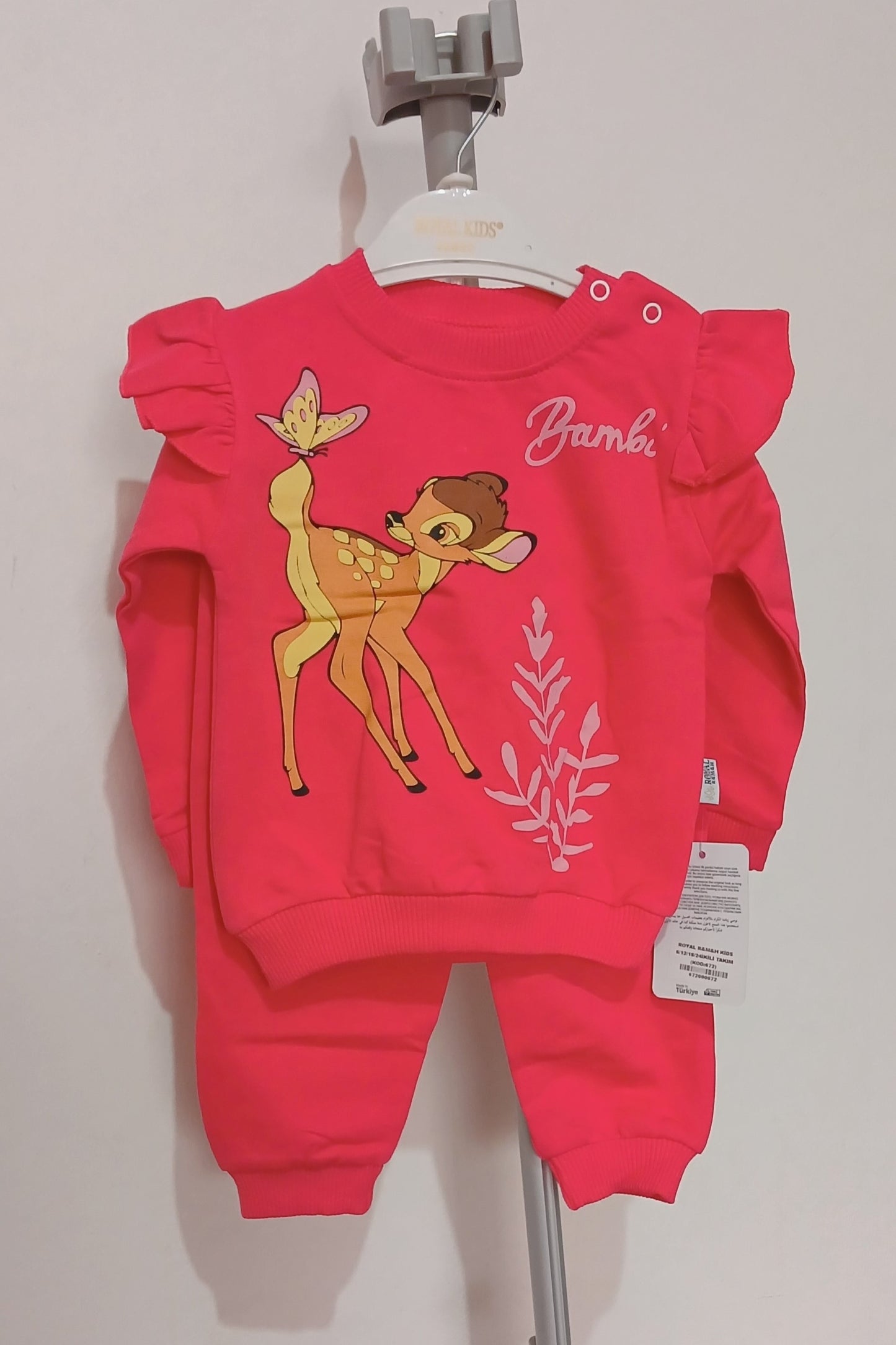 Pink Bambi Print Kids Truck Suit