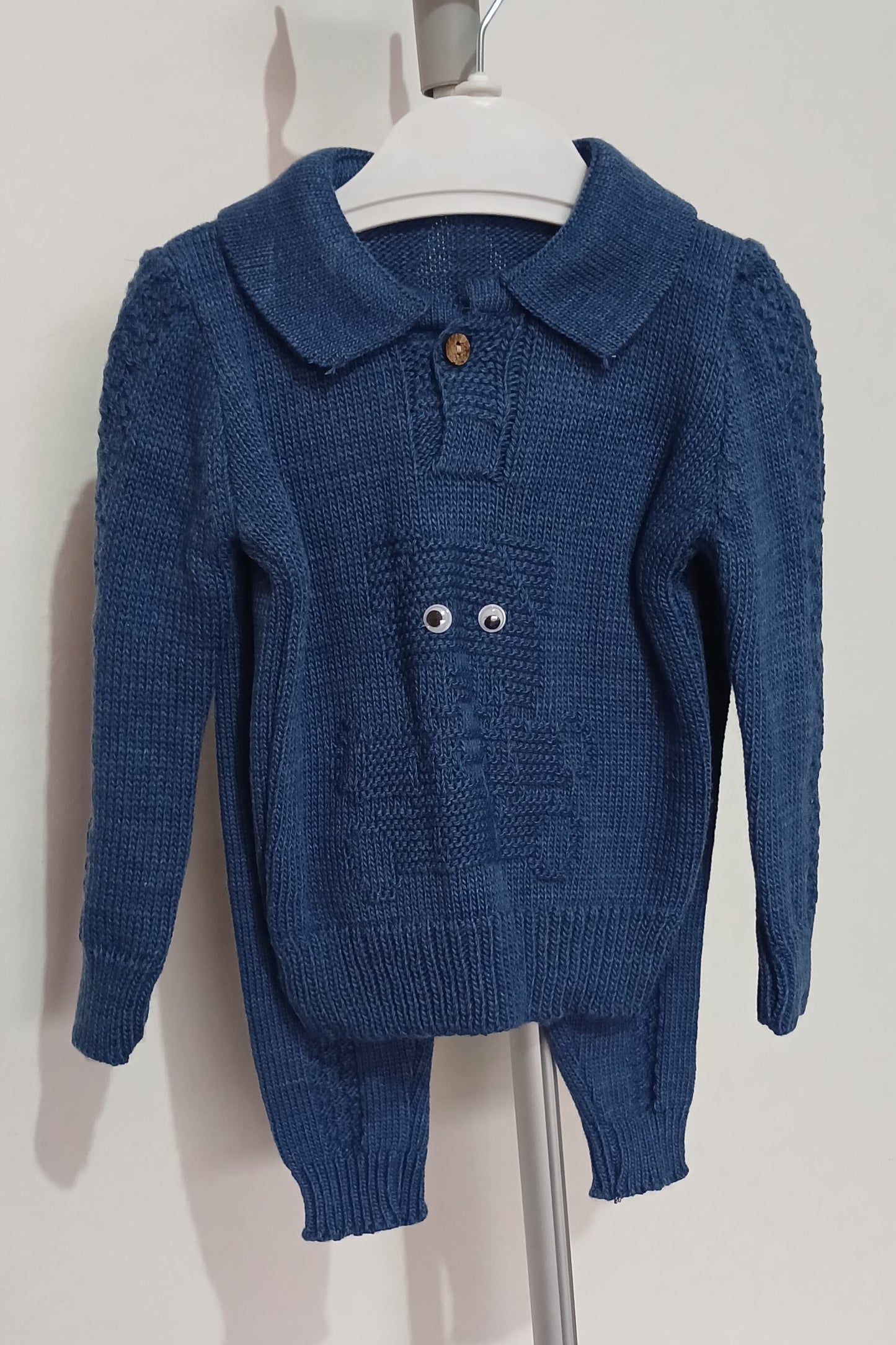 Blue Knitted 2 Piece Suit