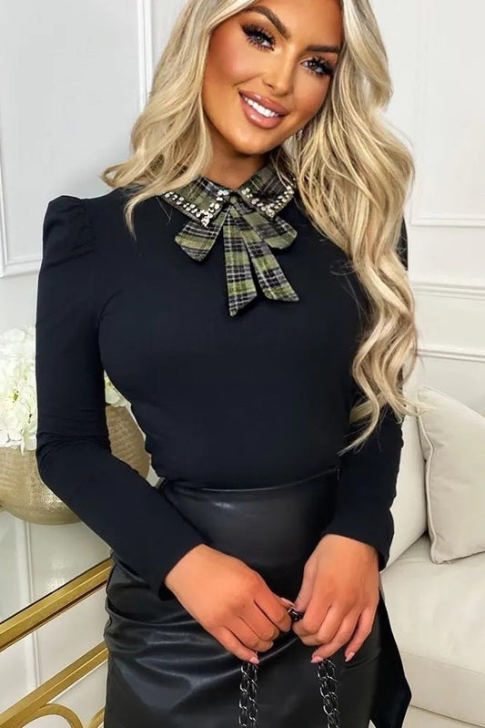 QED London Black and Green Bow Top