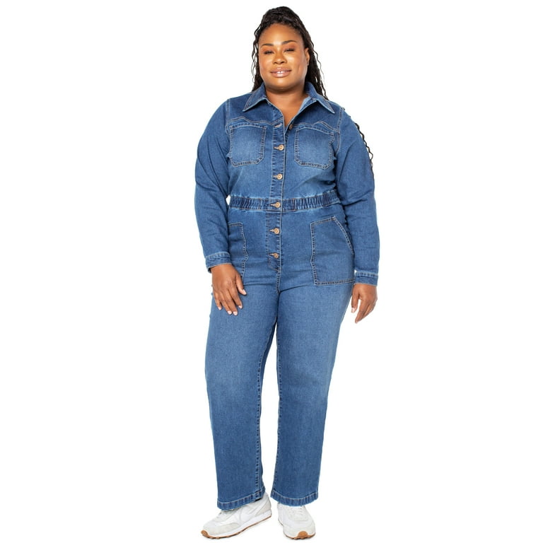 Denim Blue Straight Leg Jumpsuit