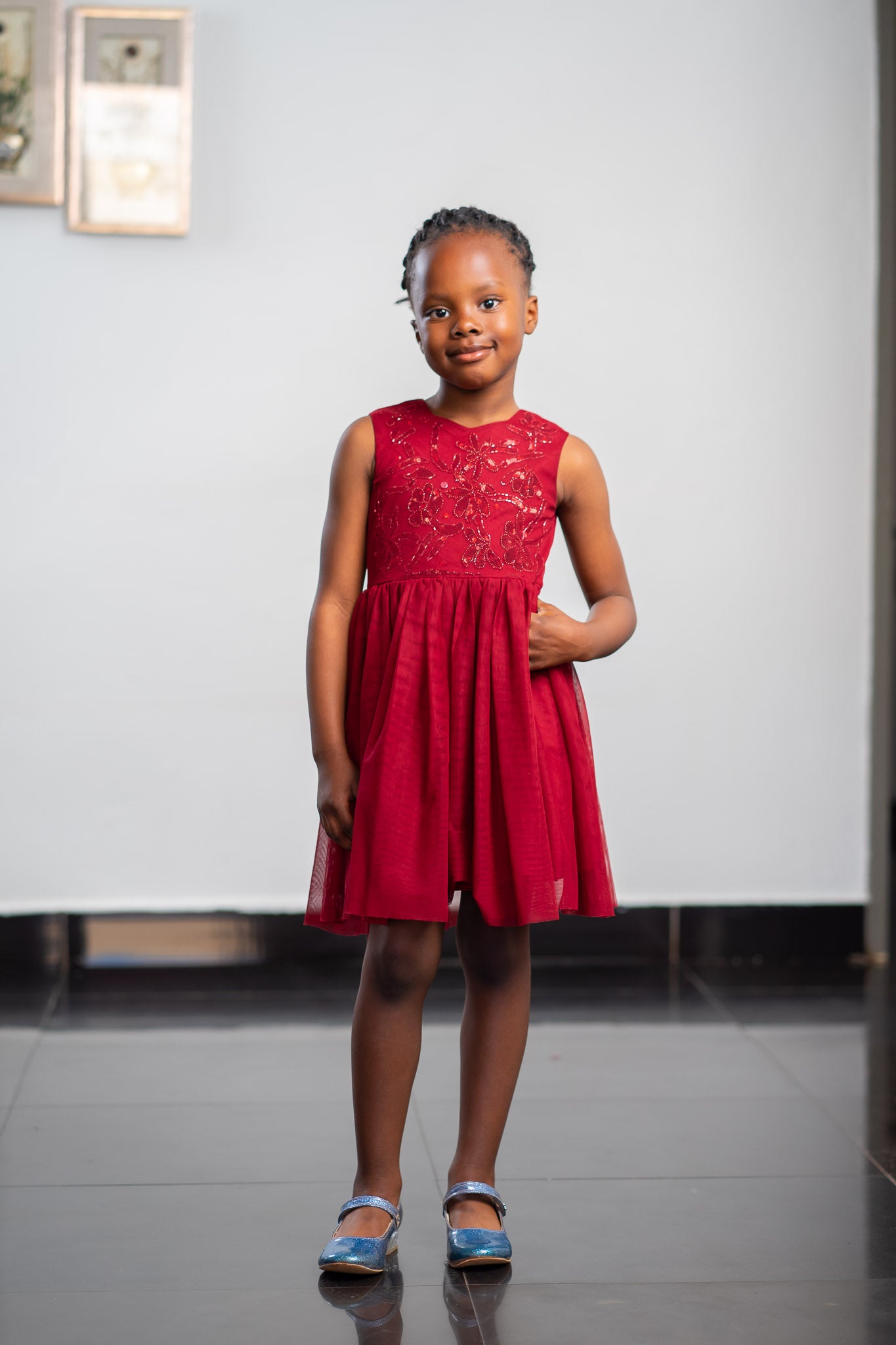 Girls Burgundy Sleeveless Dress