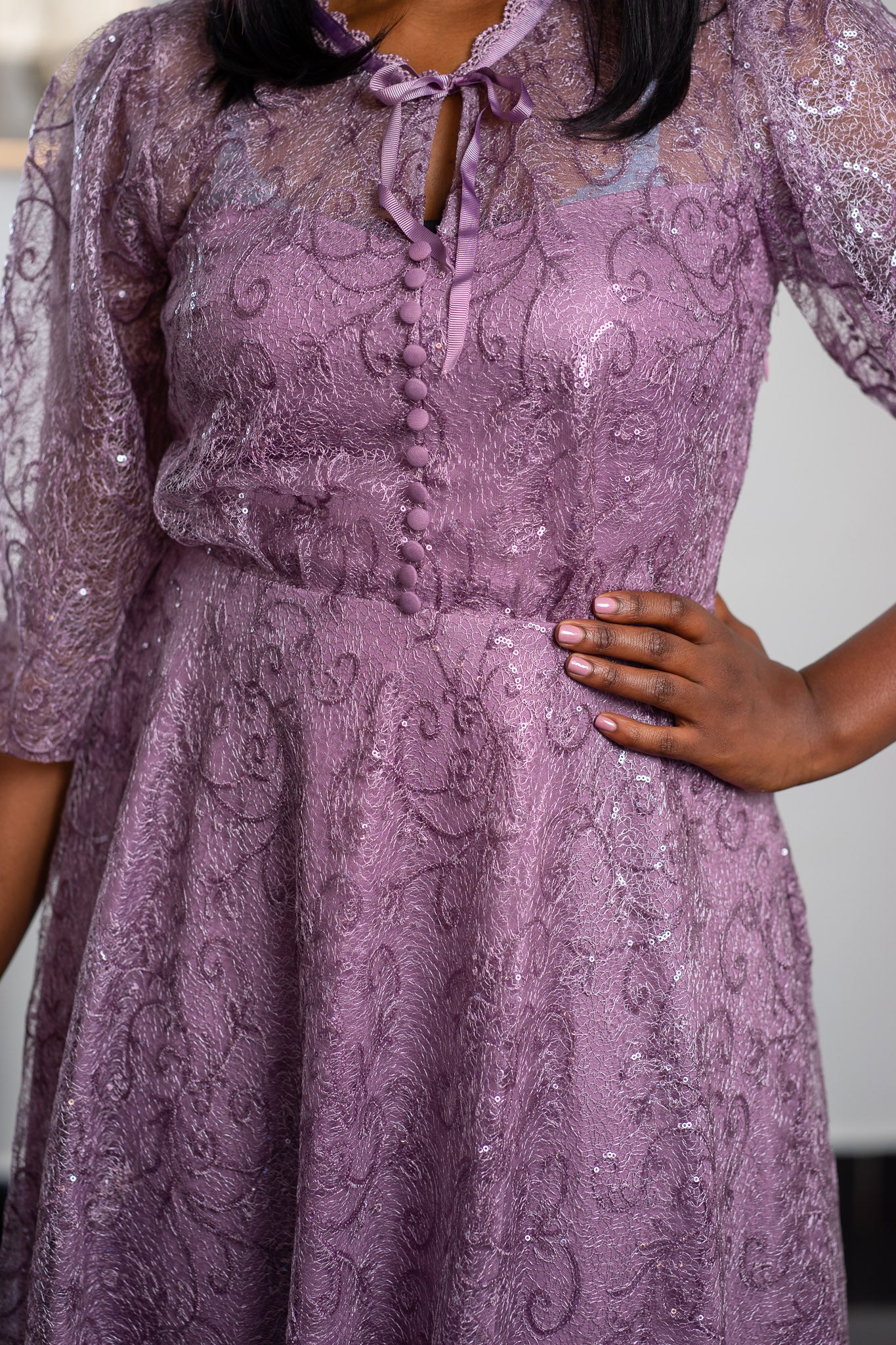 Shinny Lace Lilac Dress