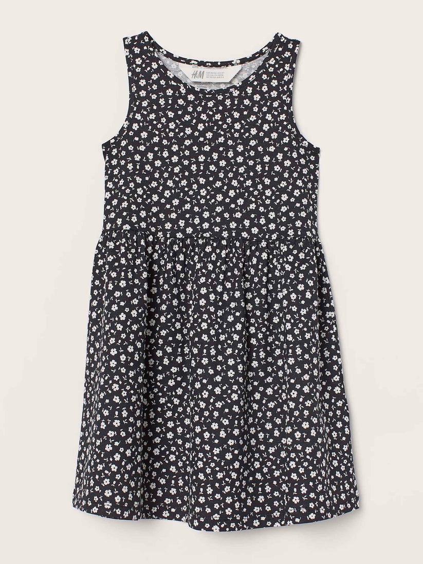 Black H&M Floral Print Kids Dress