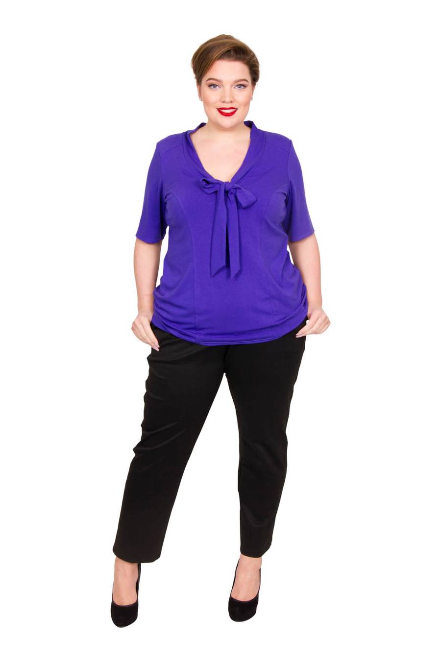 Scarlet & Jo London Purple Pussy Bow Top