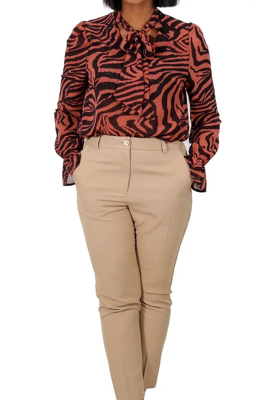Beige Smart Cigarette Trousers