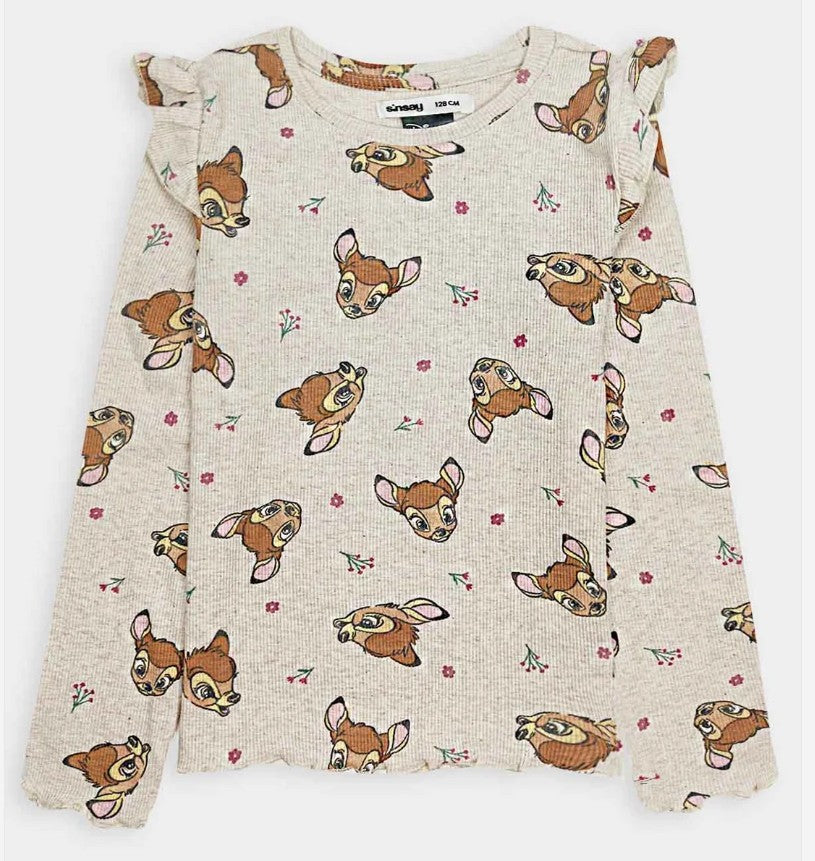 Girls Bambi Print Long Sleeved Tops