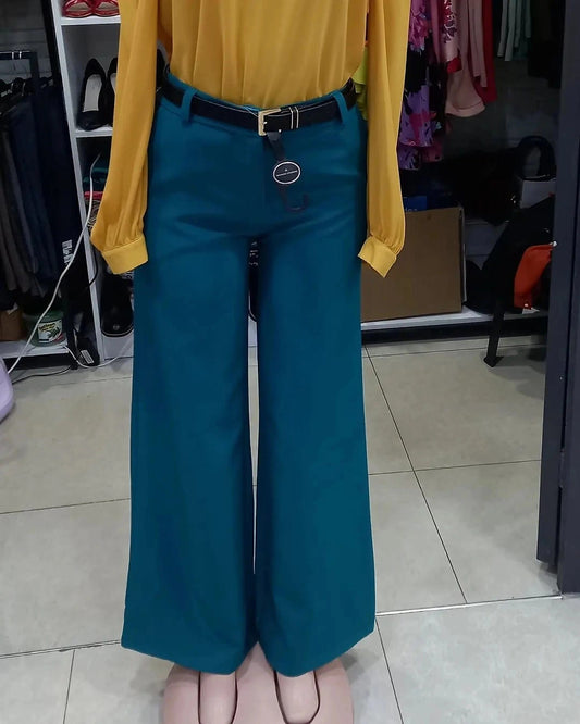 Teal Wide Leg Trousers