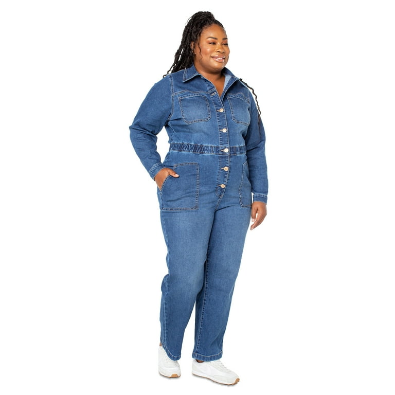 Denim Blue Straight Leg Jumpsuit