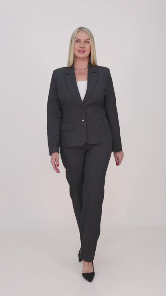 Straight Leg - 2 Piece Ladies Smart Suit - (Black)