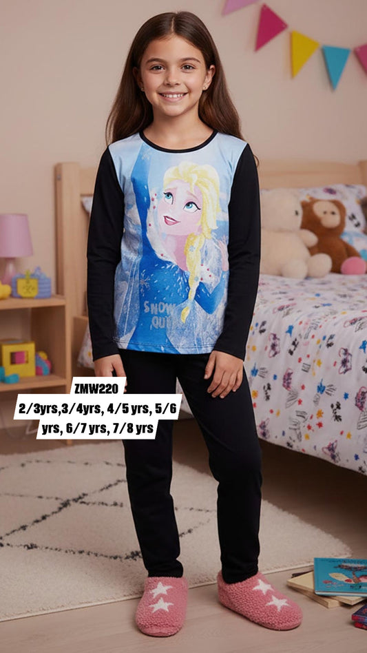 Kids Long Sleeved Frozen Disney Character 2 Piece Long Sleeved Pajama Set