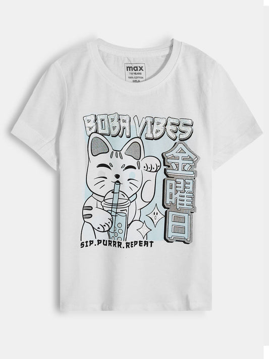 Boba Themed Foil Print Tshirt